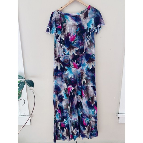 Soft Surroundings Womens Italian Dreams Maxi Dress Size XL Tiered Floral Modest - Picture 4 of 9
